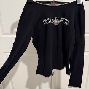 Harley-Davidson Black Long Sleeve Logo Shirt with White Trim
